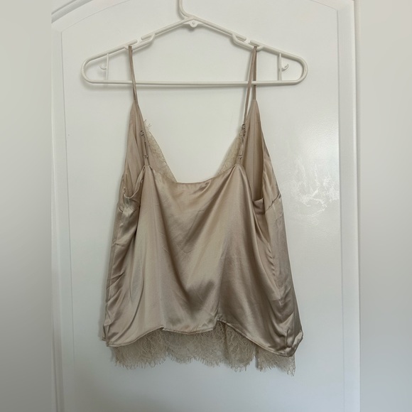 Cami NYC The Racer Lace Beige Lace 100% Silk Cami Top size medium 90s preppy - Picture 5 of 16